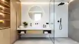 Modern Bathroom with Wood Accents