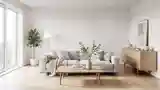 Scandinavian Living Room with Wood and White
