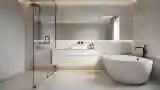 Minimalist Bathroom with Concrete and Marble
