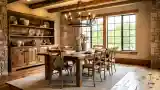Rustic Dining Room with Wooden Table
