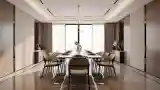 Dining Room with Marble Floors