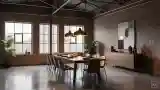 Industrial Dining with Brick and Wood