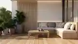 Terasa Japandi z Drewnem i Zewnątrz