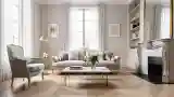 Elegant Living Room with Marble and Wood