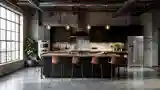 Industrialna Kuchnia z Ciemnymi Tonami