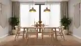 Elegant Dining Room with Wood and Macrame