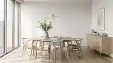 Elegancka sala kolacyjna z drewnem