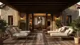 Elegancki Balkon z Kamieniem i Drewnem