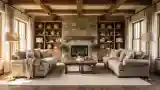 Zimowy salon z kominkiem