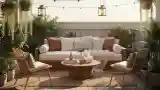 Bohemian Terrace with Wood and Plants