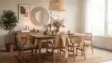 Luxury Bohemian Dining Room with Rattan and Wood Textures