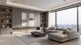 Elegant Dining Room with Modern Fireplace