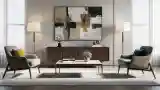 Modern Lounge with Wood and Stone