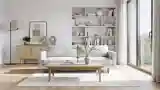 Scandinavian Living Room in Natural Wood and Silver Tones