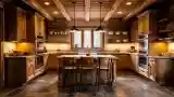 Rustic Wooden Kitchen with Warm Lighting
