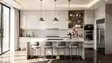 Kuchnia glamour z marmurem i złotem