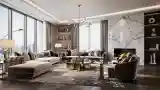 Elegancki salon glamour z marmurem