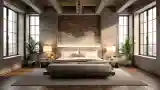 Exposed Concrete, Brick Wall Bedroom