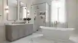 Modern Classic Bathroom with Marble and Gold Accents
