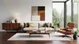 Mid-Century Modern Living Room with Wood and Leather