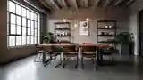 Industrial Dining Room with Raw Materials