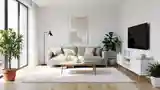 Scandinavian Living Room with Wood and Linen