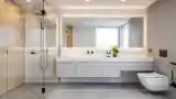 Minimalist Bathroom with Concrete and Wood