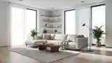 Living Room with Wood and Stone