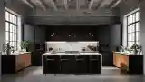 Industrial Kitchen with Concrete and Wood