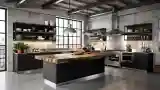 Industrial Kitchen with Concrete and Wood