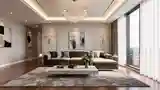 Glamour Living Room with Marble and Gold Accents