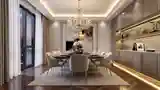 Glamorous Dining Room with Crystal Chandelier