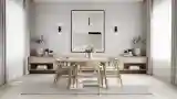 Elegancka sala stołówka z drewnem