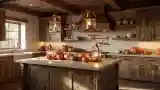 Rustic Kitchen with Wood and Stone