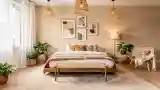 Bohemian Bedroom with Wood and Woven Textures