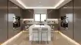 Minimalist Kitchen with Marble Island