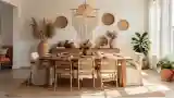 Bohemian Dining Room with Rattan Accents
