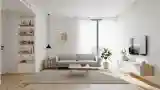 Scandinavian Living Room with Wood and Silver Accents