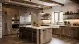 Rustic Kitchen with Wood and Stone