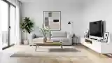 Scandinavian Living Room with Wood and Silver Accents