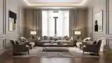 Classic Lounge with Wood and Silver Accents
