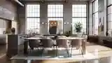 Wysoki Loft z Drewnem i Cementem