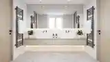 Minimalist Bathroom with Wood and Marble