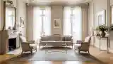 Luxurious Living Room with Marble Fireplace