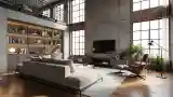 Wysoki Loft z betonem i drewnem