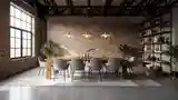 Loft Dining Room with Brick and Wood