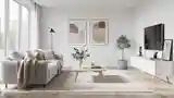 Skandynawski Salon z Drewnem i Srebrnymi Akcentami