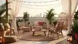 Bohemian Terrace with Wooden and Rattan Accents