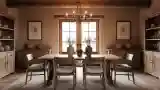 Rustic Dining Room with Wood and Ceramic