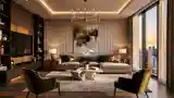 Glamorous Living Room with Wood and Gold Accents